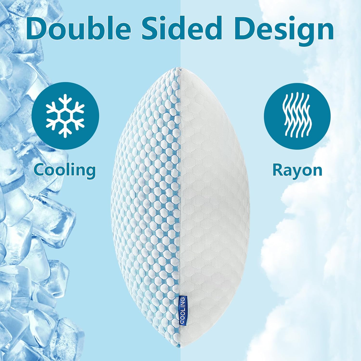 Charcoal Bamboo Cooling Pillows Queen Size Set of 2 Pack