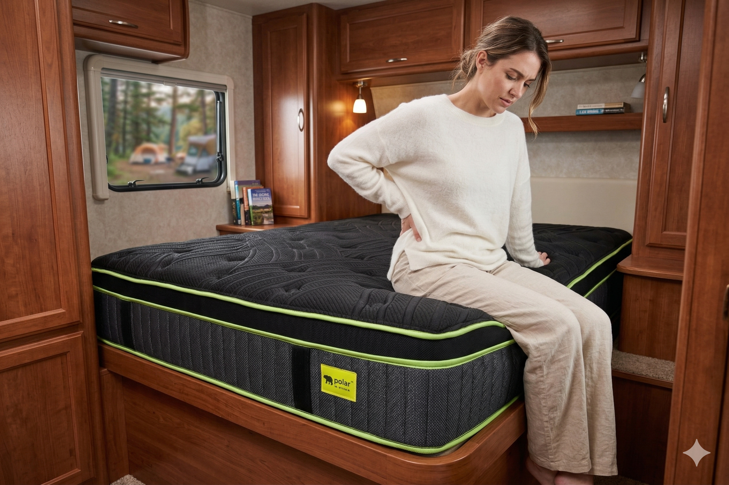 Can you please create a blog article image for the following title    Best RV Mattress for Back Pain: What to Buy