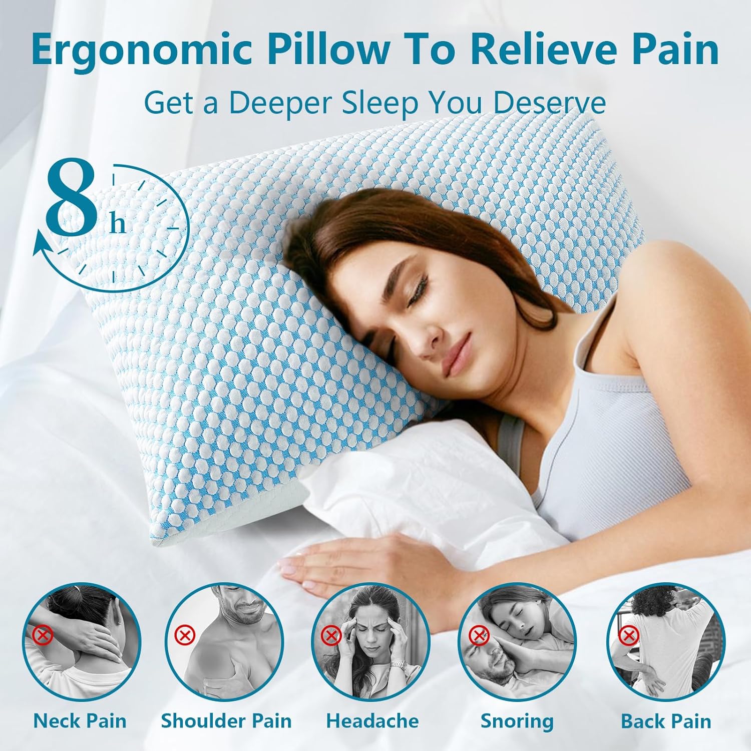 Charcoal Bamboo Cooling Pillows Queen Size Set of 2 Pack